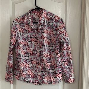 Pink and red whimsical patterned Button-Up Shirt.